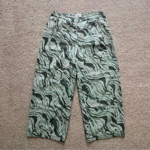 Pilcro Green Wide Leg Baggy Low Rise Pants Womens Size S Boho Streetwear
